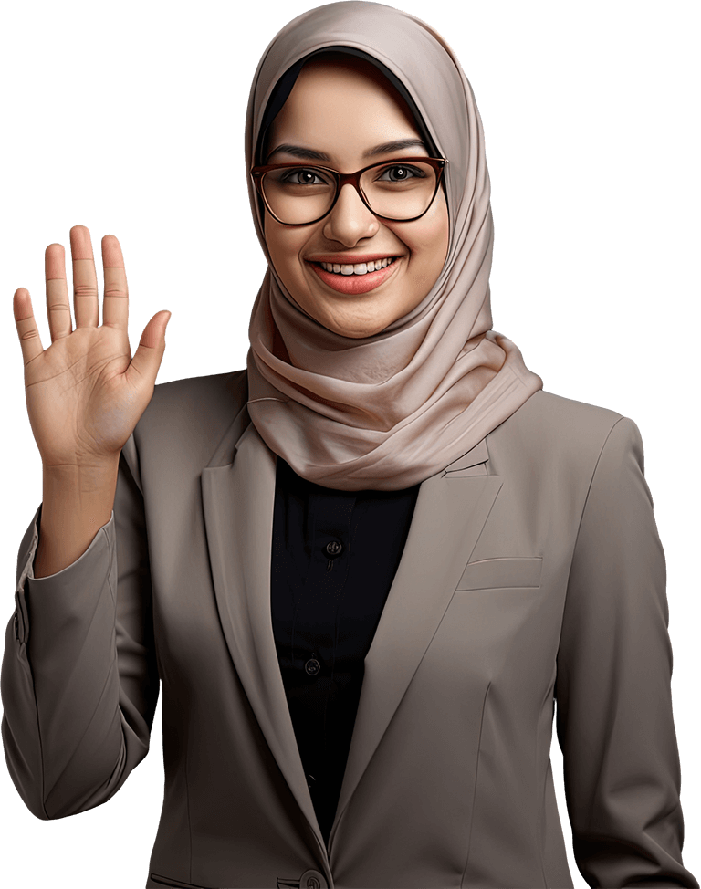 Woman Hijab With Glasses Waving Copy 1